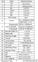 Objectif CCTV Musi modèle 8 mégapixels, focale fixe 2,4 mm, monture M12*P0.5, objectif optique 4G+2P+IR pour module caméra OS08A10