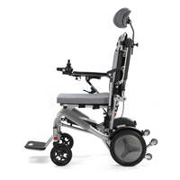 Fauteuil roulant électrique pliable léger Baichen à dossier haut en alliage d'aluminium avec batterie à déconnexion rapide pour personnes handicapées