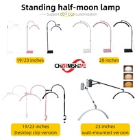 Lampe à cils LED professionnelle TUOlUN 28 pouces, demi-lune, hauteur réglable, construction en aluminium, intensité variable, pour salon de beauté et studio
