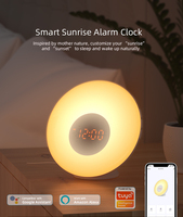 Control remoto ruido blanco sonido amanecer simulación despertador 7 colores lámpara de noche FM Radio ayuda para dormir para dormitorio reloj de escritorio