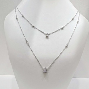 Collar minimalista de plata de ley 925 personalizado para novias, collar de moda para mujer, mamá, con corazón único, delicado, con circonitas, cadena en capas. - Product Image 1