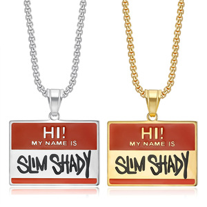 Stainless Steel Waterproof Hiphop Eminem My Name Is <strong>Slim</strong> <strong>Shady</strong> Charm Pendant Necklace for Men Women Fashion Jewelry - Product Image 1