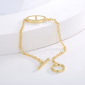 2023 Unisex 18K Vàng Mạ <span class=keywords><strong>Pig</strong></span> Mũi Hình Dạng Cubic Zirconia Vòng Đeo Tay Hình Học Vòng Đeo Tay - Product Image 6