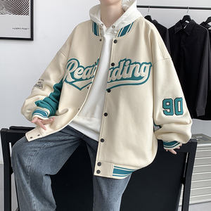 Blouson bomber ample personnalisé avec logo de marque de mode, uniforme de baseball, broderie streetwear pour homme, manteau décontracté coupe-vent 2025 - Product Image 4