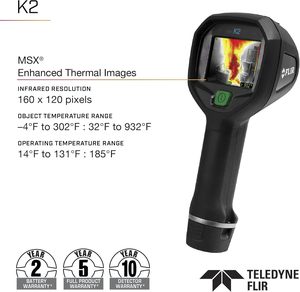 กล้องถ่ายภาพความร้อนขนาดกะทัดรัด FLIR K2 สำหรับนักดับเพลิง ระบบ MSX สำหรับการถ่ายภาพแบบไดนามิกหลายสเปกตรัม ใช้งานได้ในอุณหภูมิสูงสุด 500°F - Product Image 2