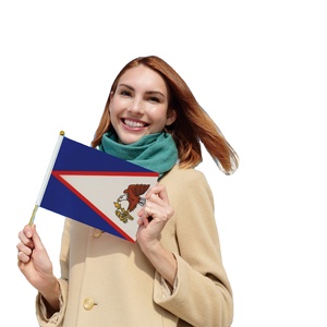 2026 Usine Offre Spéciale American Samoa Poteau en bois Drapeau ondulé à la main pour les <span class=keywords><strong>vacances</strong></span> générales - Product Image 1