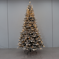 Sapin de Noël en PVC de luxe blanc floqué de haute qualité pré-éclairé en usine avec contrôleur
