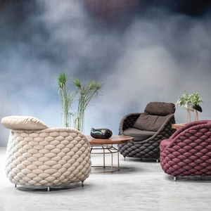 Canapé en corde tissée artisanale bon marché d'usine avec cadre en aluminium incurvé mobilier d'extérieur sectionnel <span class=keywords><strong>petit</strong></span> <span class=keywords><strong>jardin</strong></span> hôtel patio balcon - Product Image 1