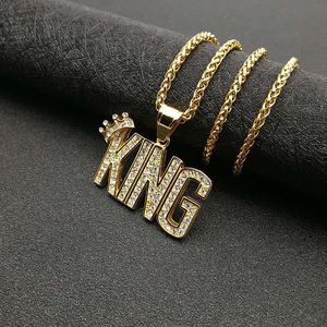 Collier pendentif roi plaqué or, incrusté de diamants, en acier titane, bijoux hip-hop pour homme, à porter au quotidien - Product Image 3