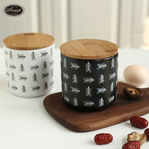 Barattolo in Ceramica SWT con Coperchio in Bambù, Contenitore Sigillato per Alimenti, Caffè e Tè, Organizzatore da Cucina con Design 'Coffee/Love' - Product Image 4