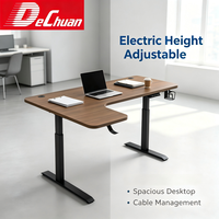 Bureau d'ordinateur en métal convertible en forme de L avec pieds antirouille, table d'angle pour ordinateur portable à hauteur réglable électriquement