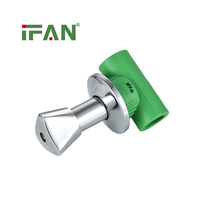 IFAN DIN 8077 Robinet encastré en plastique de haute qualité 20-32MM PPR, vert chromé, robinet d'arrêt PPR encastré