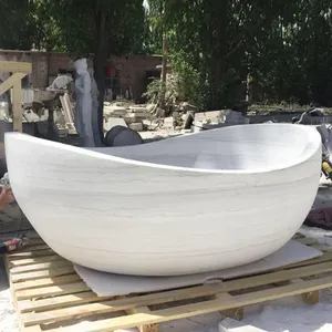 Vasca da bagno autoportante intagliata in marmo naturale