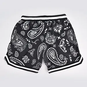 Shorts in rete 150G personalizzati di alta qualità shorts da uomo in bianco basket a doppio strato pantaloncini da spiaggia estivi in Mesh nero