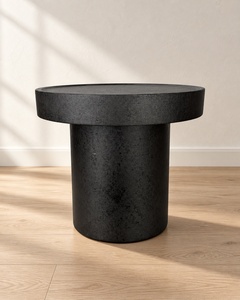 Table d'appoint ronde en béton noir, table basse minimaliste moderne faite à la main pour le salon - Product Image 2