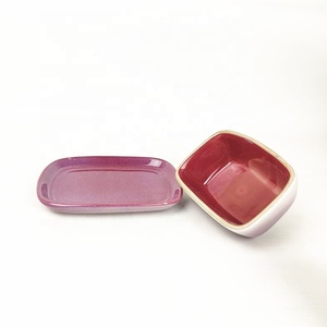 Plato rectangular <span class=keywords><strong>de</strong></span> <span class=keywords><strong>cerámica</strong></span> para mantequilla, belleza, terracota, con tapa, a la <span class=keywords><strong>venta</strong></span> - Product Image 4