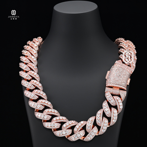 Collier Chunky pour Homme, Chaîne Cubaine Solide Hip Hop 24mm, Plaqué Or Rose, avec Zircons, Grand Modèle à Maillons Épais - Product Image 4