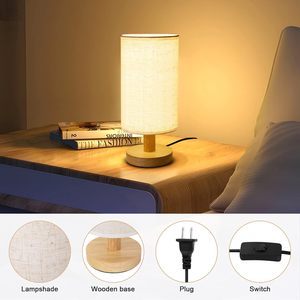 Nordic Bamboo Solid Wood Fabric Decorative Table Lamp Bedroom <b>Bedside</b> Study Homestay Multi-Mode Control Night <b>Light</b> Wholesale - Product Image 2