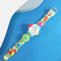 Montre analogique pour enfants, amusante, lumineuse, en forme d'avion de dessin animé, à quartz, résistante à l'eau, 32 mm