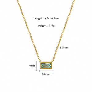 Minimalist Geometric Zircon Necklace Gold Chain Bezel Setting For Women Gift Jewelry - Product Image 4