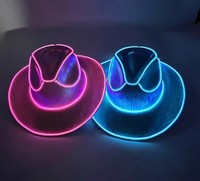 Rave Glowing Light up Bar Sombrero de vaquero LED Luminoso Novia Cowgirl Cap NightClub Despedida de soltero Props Sombrero de neón Suministros para festivales