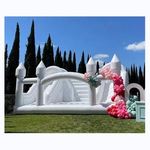 <span class=keywords><strong>Castillo</strong></span> combinado de tobogán de Casa <span class=keywords><strong>hinchable</strong></span> inflable blanco grande de PVC OEM con pozo de bolas deslizante, casa de rebote blanca enorme - Product Image 1