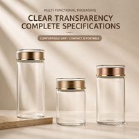 Flacon en verre transparent personnalisé pour vitamines avec bouchon à vis doré, pot de luxe pour pilules et capsules de suppléments avec boîte cadeau, impression de logo OEM ODM