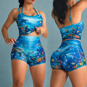 2026 운동복 스포츠 액티브웨어 스포츠웨어 액티브 요가 반바지 짐 탑 피트니스 세트 여성용 운동복 피트니스 2피스 세트 - Product Image 2