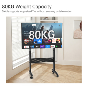 Carrito Móvil para <span class=keywords><strong>TV</strong></span> de Acero Resistente con Ruedas Artísticas, Altura Ajustable Manualmente, Capacidad de Carga de 90 kg, Compatible con <span class=keywords><strong>TV</strong></span> de 100 Pulgadas, Inclinación de 25°, VESA - Product Image 4