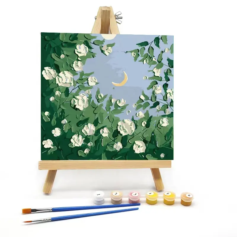 20x20cm meilleure vente enfants peinture à l'huile par numéros Kit de fleurs encadré sur toile pour adulte mur Art bricolage peinture par numéros