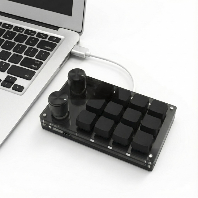 Plug and Play Mechanical Keyboard 12 Keys and 2 Knobs Gaming Keyboard