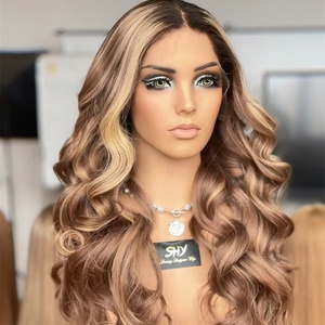 SHY European Hair 13*4 para peluca Frontal de encaje con onda del cuerpo preblanqueada y desplumada peluca sin pegamento de encaje para envío directo - Product Image 1