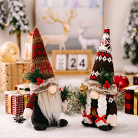 Noël créatif en peluche Gnome tricoté chapeau tient branche de pin Rudolph poupée mâle femme Style nouveau noël sans visage Oldman décorations