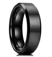 Bagues de mariage pour hommes en carbure de tungstène noir Lumon, finition mate, géométriques et minimalistes, prêtes à être expédiées, faible MOQ, en stock, 8MM