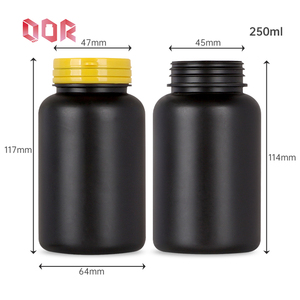 Emballage pharmaceutique personnalisé en flacon capsule noir 250 ml en plastique HDPE pour produits de santé, médicaments, pilules avec bouchon à vis - Product Image 5