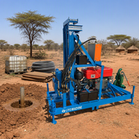 Petite plateforme de forage hydraulique pour puits d'eau avec moteur diesel, machine de forage rotative portable pour usage agricole, profondeur maximale 200 m