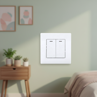 Interrupteur mural 2 gangs 1 voie de qualité PC, couleur blanc, noir, gris, or, norme européenne 86*86, avec indicateur LED