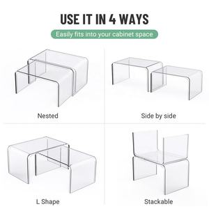 Estantes Transparentes <span class=keywords><strong>para</strong></span> Especias, Organizadores de Despensa y Almacenamiento, Juego de 4 Estantes de Exhibición <span class=keywords><strong>para</strong></span> Cocina, Baño y Escritorio - Product Image 3