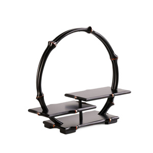 Étagère de présentation ronde en forme de bambou avec joints décoratifs, type sur pied, pour l'affichage d'objets artisanaux dans un salon de style chinois - Product Image 5