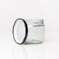 Pot en verre rond de vente chaude de 400ml avec couvercle en métal pour le cornichon de confiture de miel de sauce