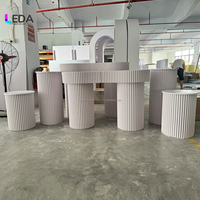 Support à gâteau en PVC LEDA, blanc, ensemble de table à dessert, piédestal cylindrique, table de présentation pour événements et décoration de gâteaux de mariage
