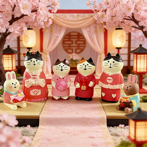 Série de cadeaux de mariage chinois DIY Zakka Cat : Miniature de chat pour <span class=keywords><strong>la</strong></span> maison, scène de photographie féerique musicale, ornement d'amour - Product Image 3