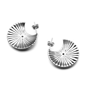 C-Shaped Fan <b>Stud</b> Earrings Geometric <b>Titanium</b> Steel Irregular Reversible For Women - Product Image 1