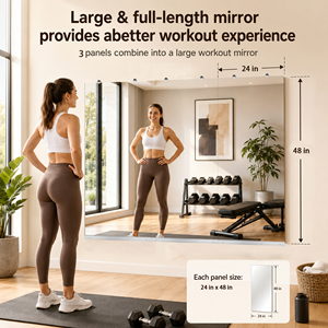 Nouveau miroir de gym Art Déco New Hope 24x48 pouces (3 pièces/paquet) sans cadre, miroir mural en verre pleine longueur pour la maison, la salle de sport, le yoga et l'exercice - Product Image 3