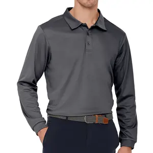 Yijin Moisture Wicking Breathable Shirt Top Work Sports Men's Long Sleeve Casual Golf Long Sleeve Polo Shirt For Men