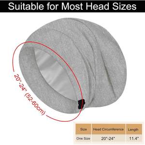 Gorro para dormir ajustable con forro de satén, gorro de protección para el cabello para mujeres y hombres, uso informal, para las cuatro estaciones, uso doméstico - Product Image 2