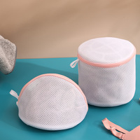 Sac de lavage en maille nid d'abeille en polyester avec fermeture éclair pour lingerie et sous-vêtements