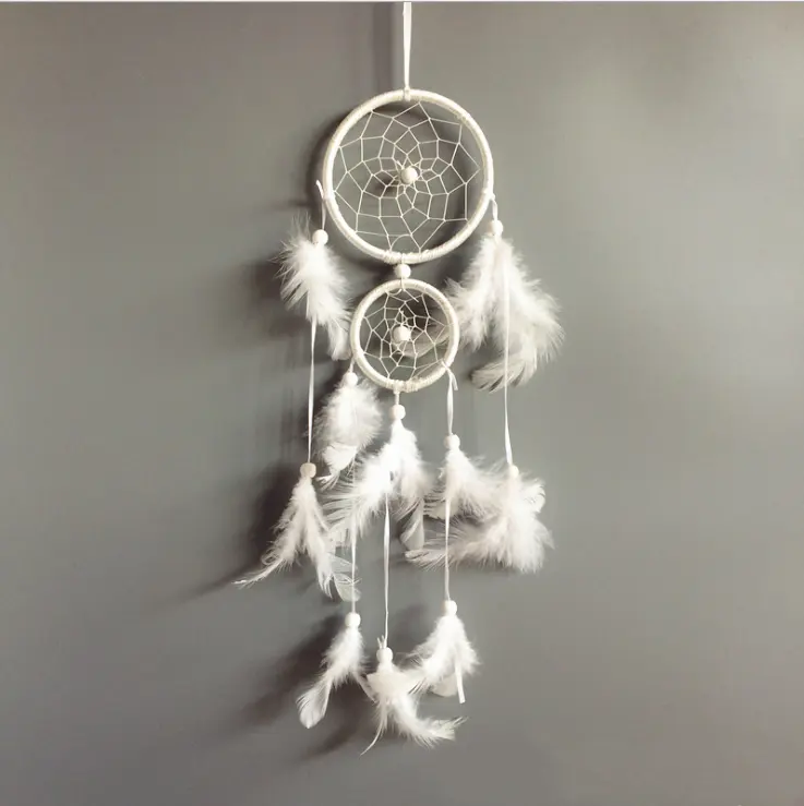 Dream Catcher Lông Trắng Để Trang Trí