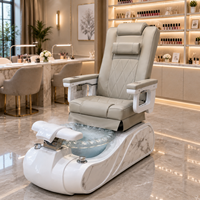 Fauteuil de pédicure de luxe beige avec bassin pour les pieds, pour salon de manucure, mobilier de spa beauté et soins professionnels des pieds
