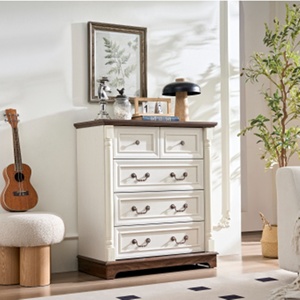 Stile casale in legno rustico cassettone 5 cassettiere robusta Base durevole organizzatore per camera da letto soggiorno bella FCJ